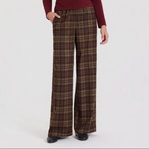 a new day Plaid Wide-Leg Pants in Brown